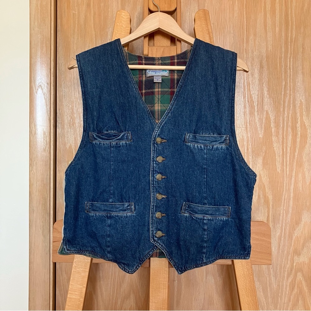 Vintage Great Outdoors denim button down vest.